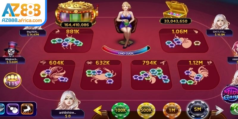 Bảng tỷ lệ trả thưởng giúp tính toán lợi nhuận bầu cua online AZ888