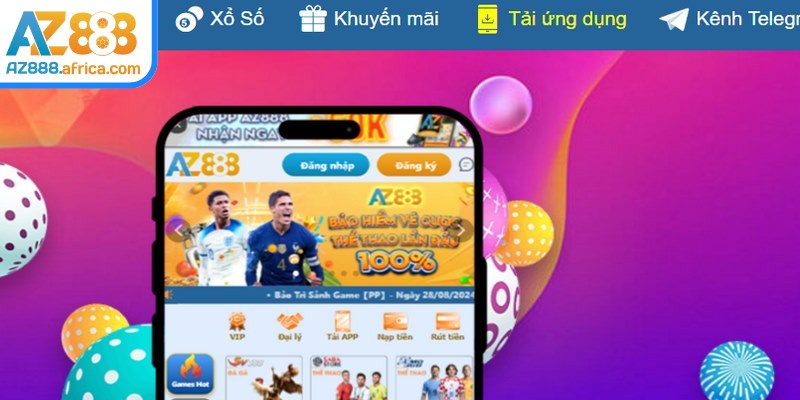 Giao diện hiện đại và trực quan khi thao tác tải app AZ888