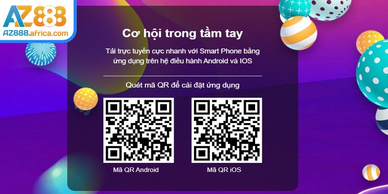 Thao tác quét mã QR để bắt đầu quy trình tải app AZ888